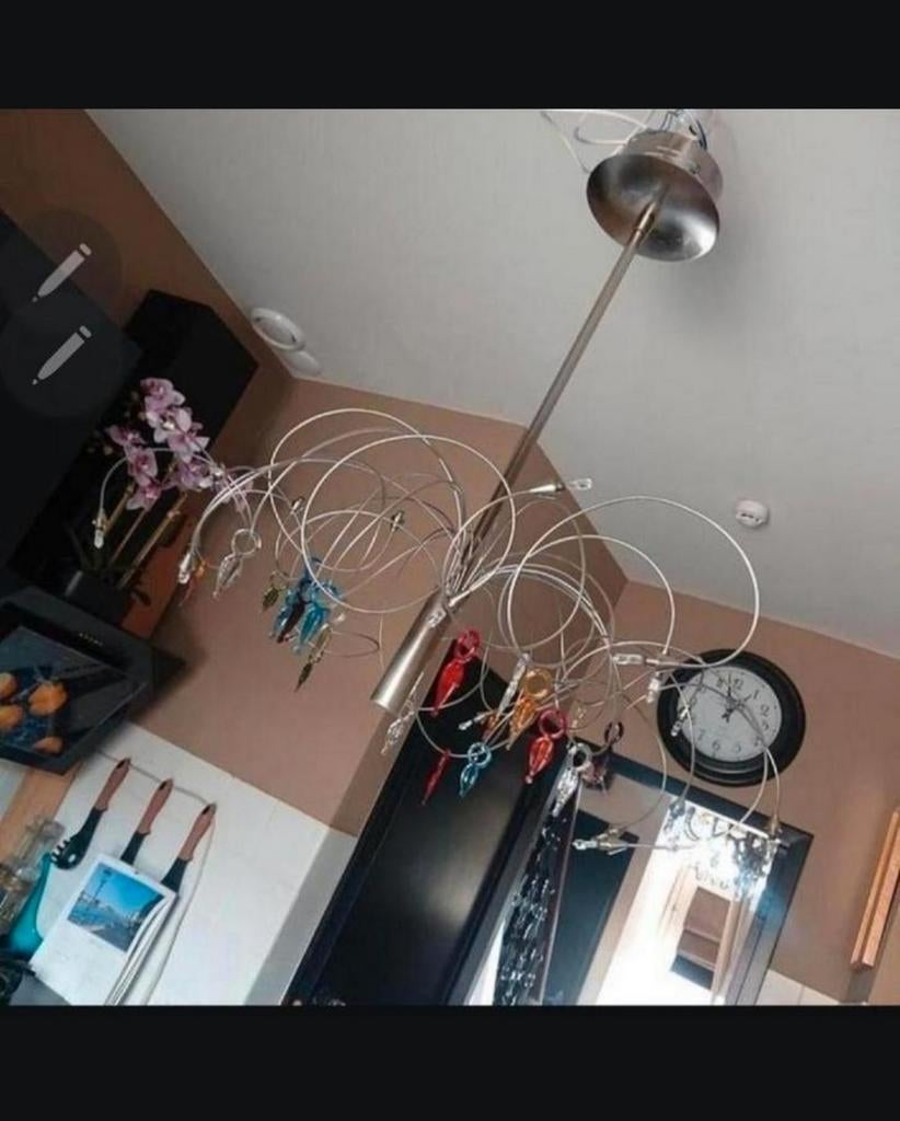 Design hanglamp met murano gekleurde kristallen, Huis en Inrichting, Ophalen