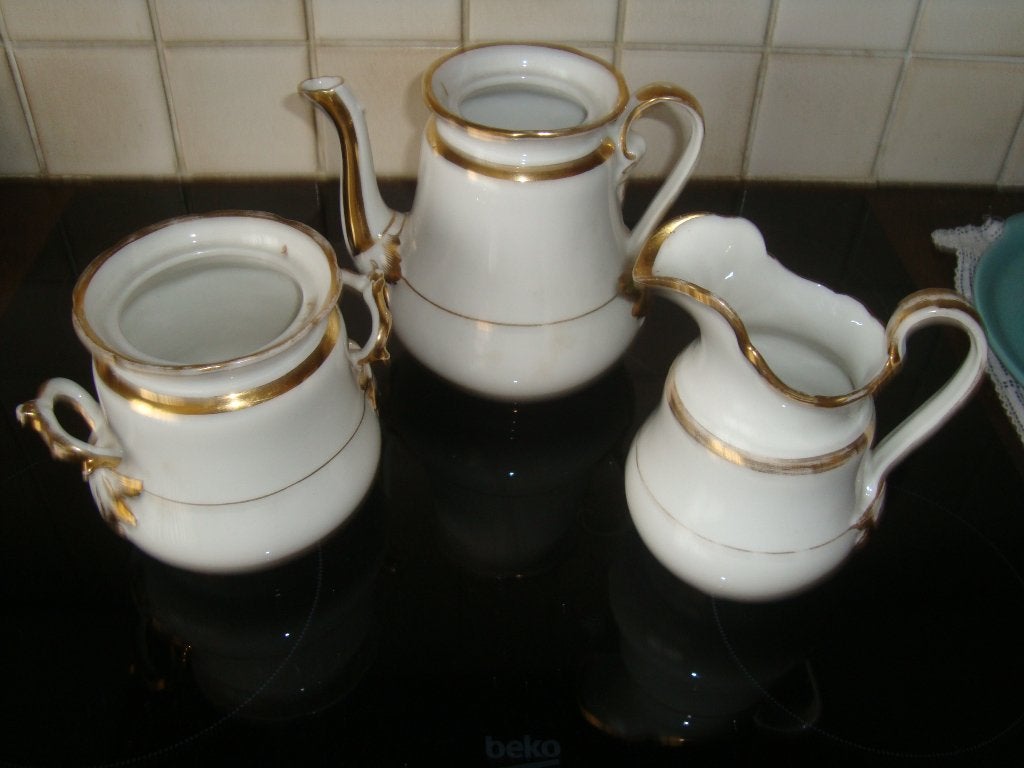 Deel van een koffieservies in Oud Brussels porselein., Antiek en Kunst, Ophalen
