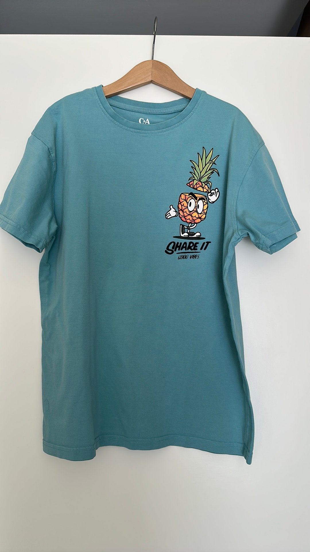 T-shirt appelblauwzeegroen 158cm, Ophalen, Zo goed als nieuw, Jongen, Shirt of Longsleeve
