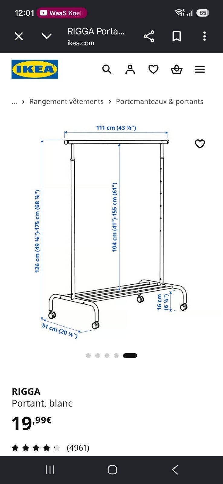 tringe ikea, Vêtements | Femmes, Portants à vêtements, Enlèvement