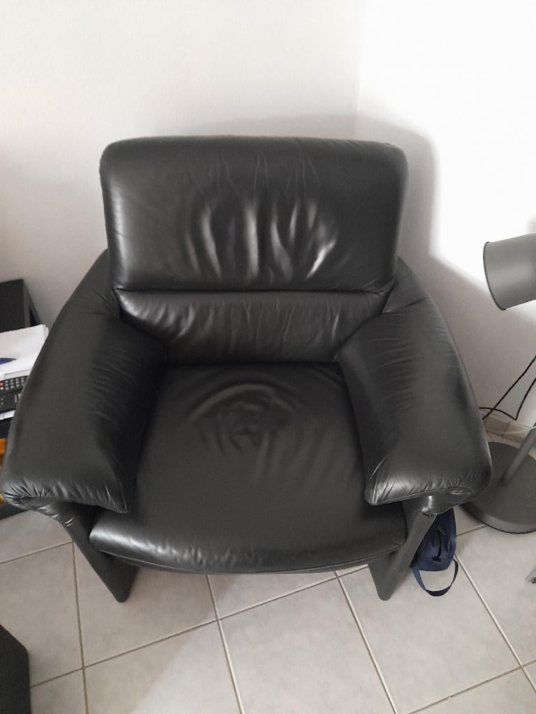 salon te koop, Banc droit, Enlèvement, Utilisé, Cuir