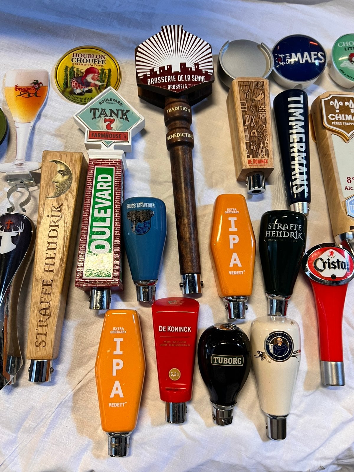 18 originele tapknoppen bier – Chimay, Waterloo, De Koninck, Ophalen of Verzenden, Zo goed als nieuw, Overige typen, Overige merken