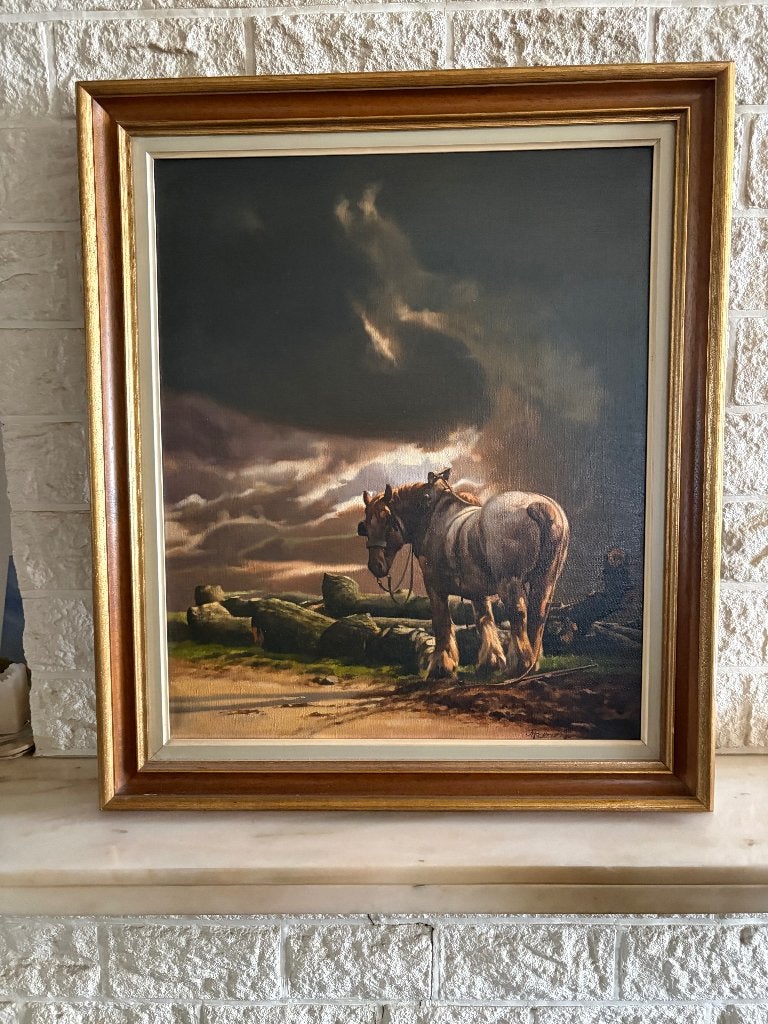 Kader met paard, Huis en Inrichting, Ophalen, Overige typen, 75 cm, 63 cm