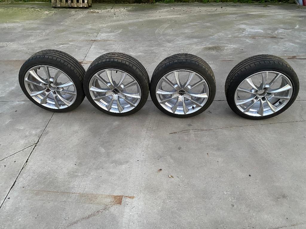 Velgen Genesis BMW 5X120 18inch met zomerbanden, Ophalen, 18 inch, Gebruikt, Velg(en)