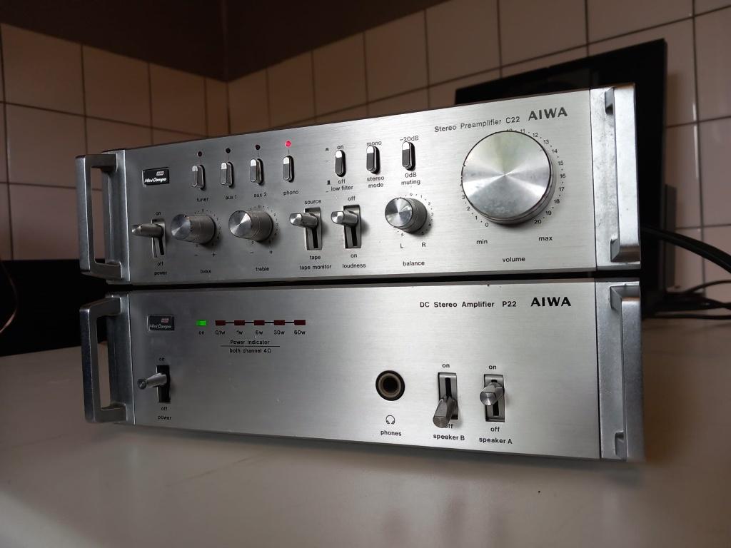 Aiwa mini compo C22 & P22, Audio, Tv en Foto, Versterkers en Ontvangers, Gebruikt, Stereo, Minder dan 60 watt, Overige merken