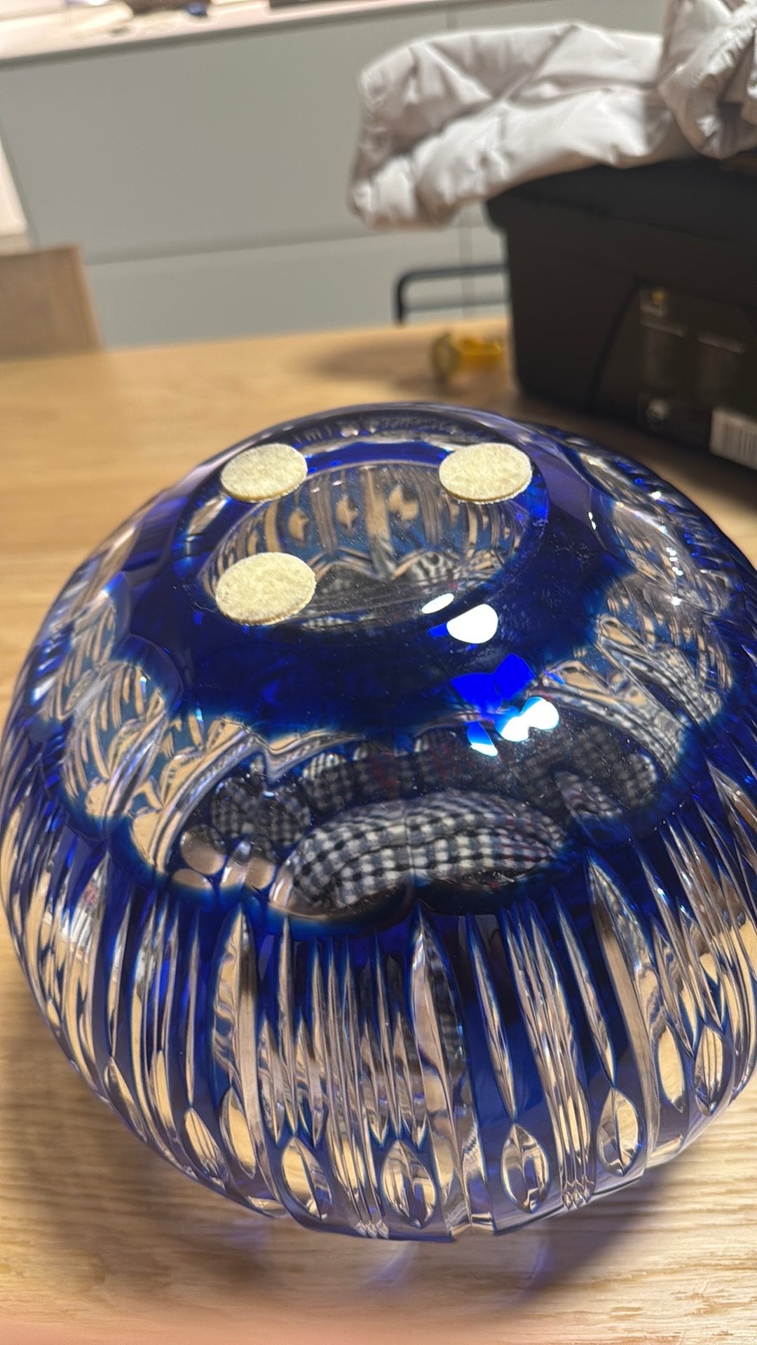 Val Saint Lambert blauwe kristallen schaal – gesigneerd, Antiek en Kunst, Ophalen