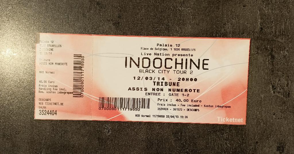 Indochine Palais 12 Bruxelles 12.03.2014 Black City Tour 2, Envoi