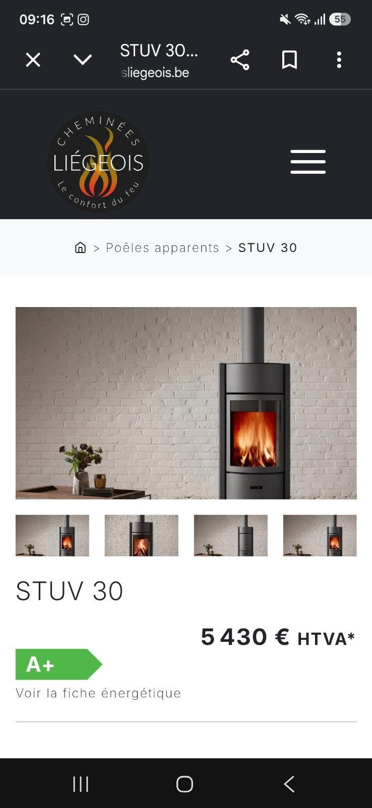 Stuv 30 10 - 12 kw, Huis en Inrichting, Gebruikt, Houtkachel, Ophalen of Verzenden, Vrijstaand
