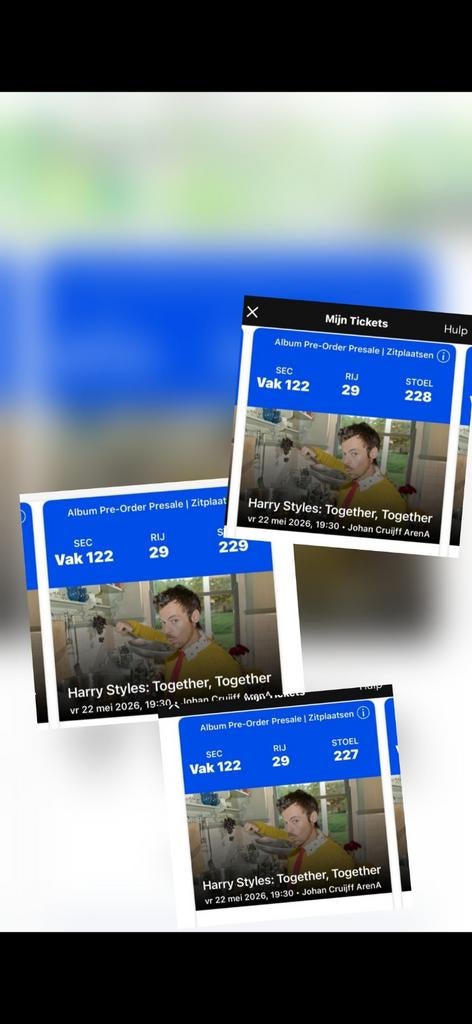 3 Tickets te koop voor Harry Styles voor vrijdag 22 Mei