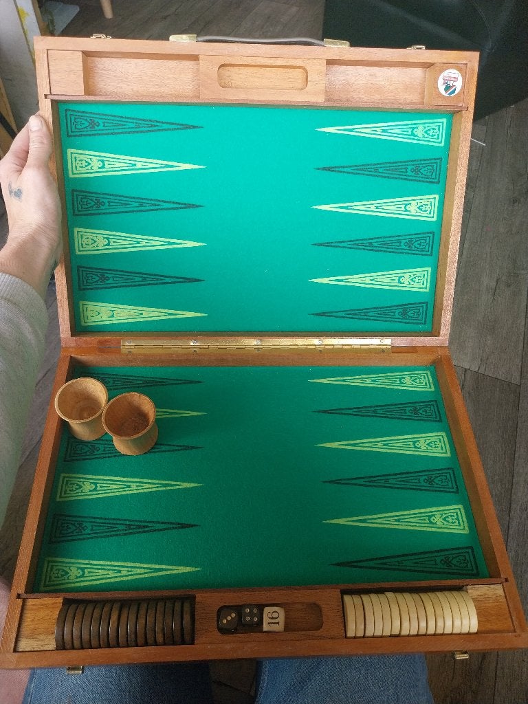 Vintage Houten Backgammon Koffer, Antiek en Kunst, Ophalen