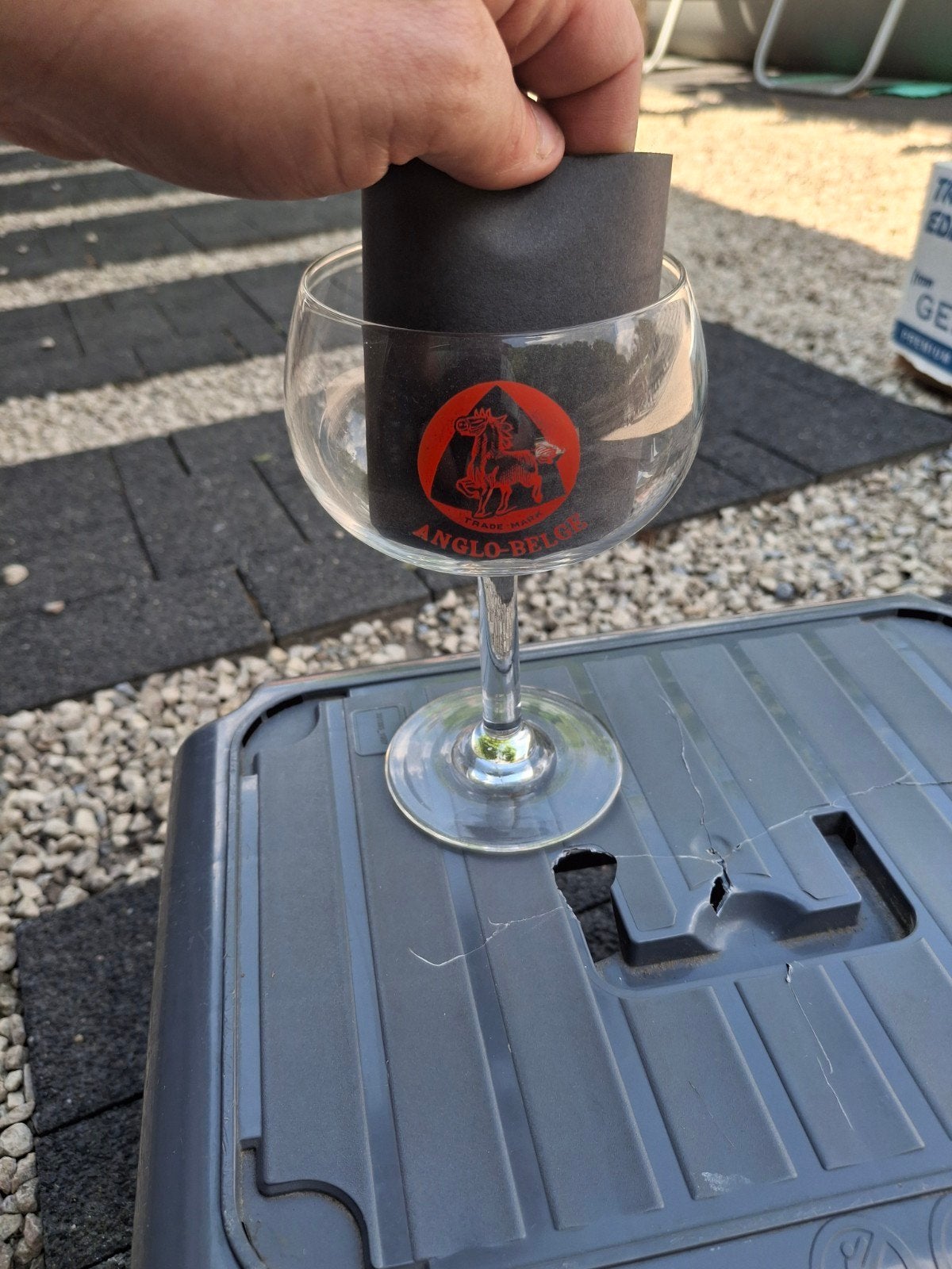 Oud gezuurd bierglas anglo belge, Verzamelen, Biermerken, Ophalen of Verzenden