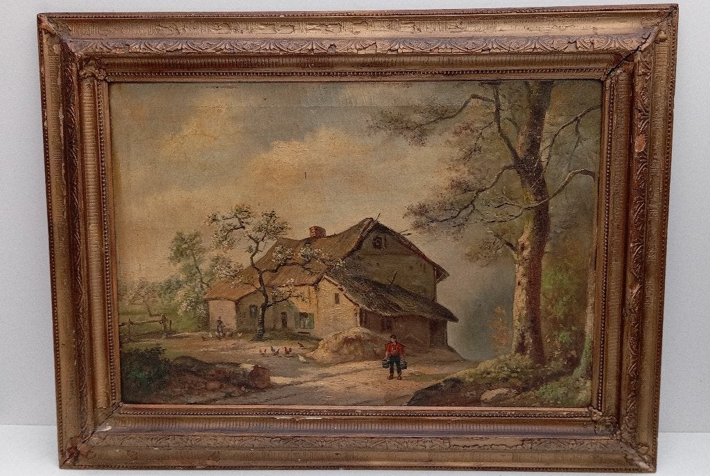 ALEXANDRE DEBRUS (1843-1905) SCHILDERIJ 1886, Antiek en Kunst, Doek, Ophalen of Verzenden, Gesigneerd, Landschap