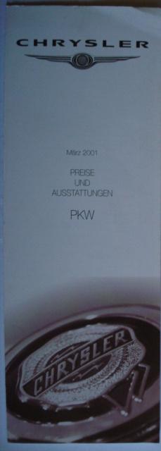 Chrysler Programm Preise/Ausstattungen PKW 2001 Brochure Cat, Verzenden, Gelezen, Overige merken