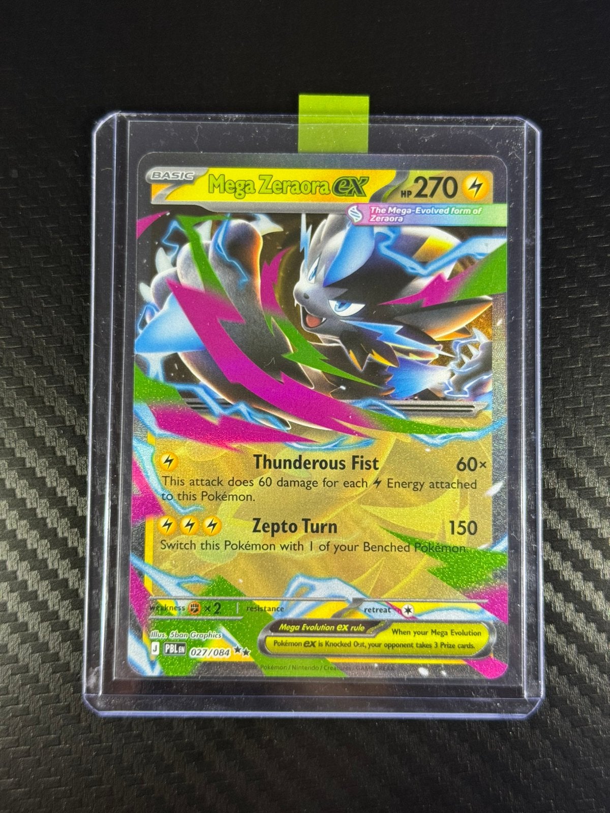 Mega Zeraora ex | Holo |Double Rare| Noir absolu | #027 /084, Envoi, Neuf, Cartes en vrac