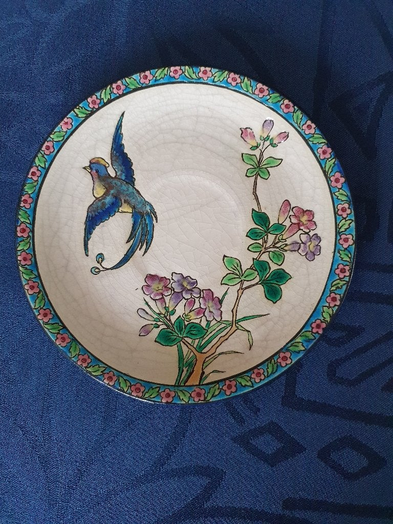 Soucoupe Longwy avec oiseau de paradis vers 1920-1940, Enlèvement ou Envoi