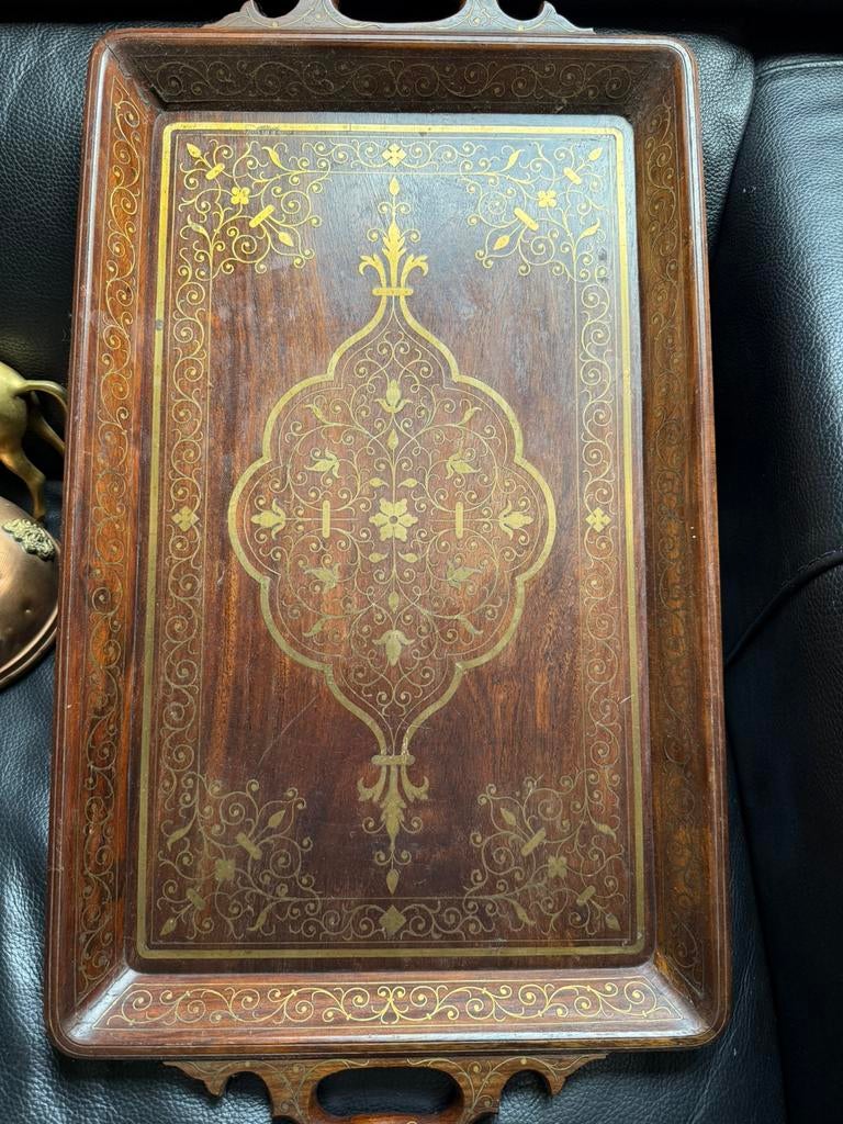 antieke Anglo-Indische houten dienblad., Antiek en Kunst, Ophalen of Verzenden