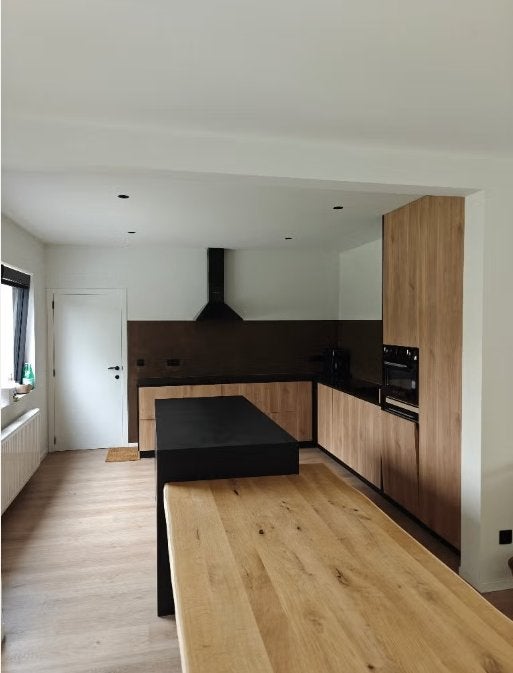 Keuken / Kitchen, Maison & Meubles, Cuisine | Cuisines complètes, Comme neuf, Cuisine d'angle, Brun, Composite, Sans poignée, Avec îlot
