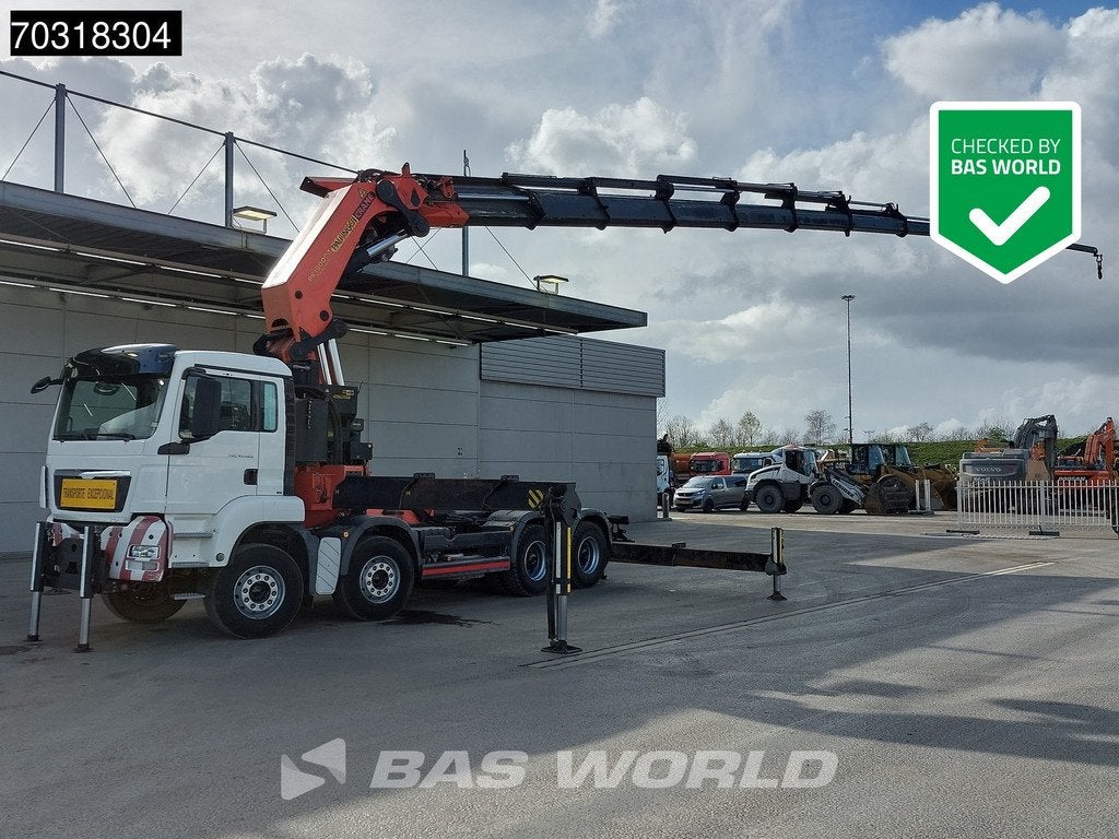 MAN TGS TGS 41.480 8X4 Tractorhead Palfinger PK150002 Crane, Automaat, Stof, MAN, Wit