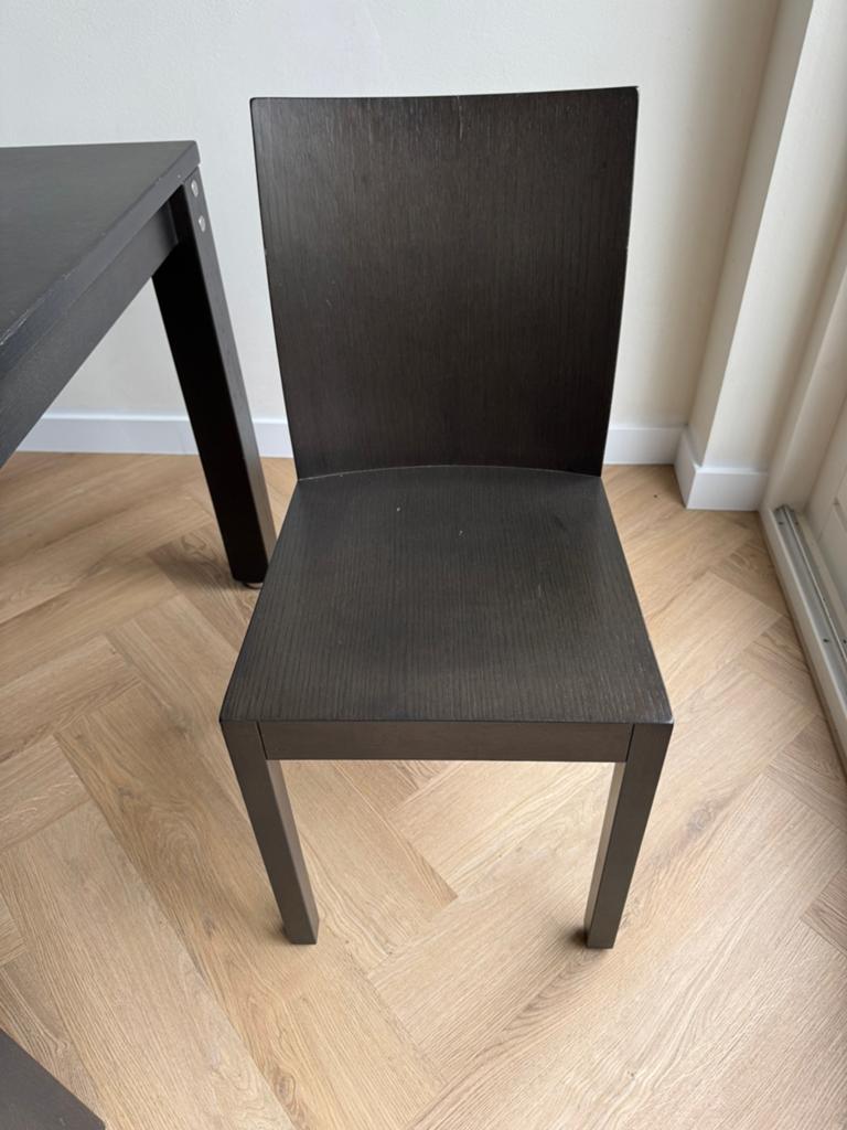 Donkerbruine houten eetkamerstoel Bulthaup design 6 stuks, Enlèvement, Bois, Noir, Cinq, Six Chaises ou plus