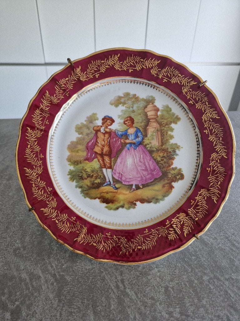 Assiette vintage avec représentation de fiancés, Enlèvement ou Envoi