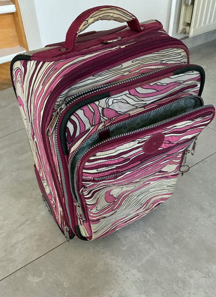 Kipling trolley roze print, Ophalen, Gebruikt, Roze, Uitschuifbare handgreep