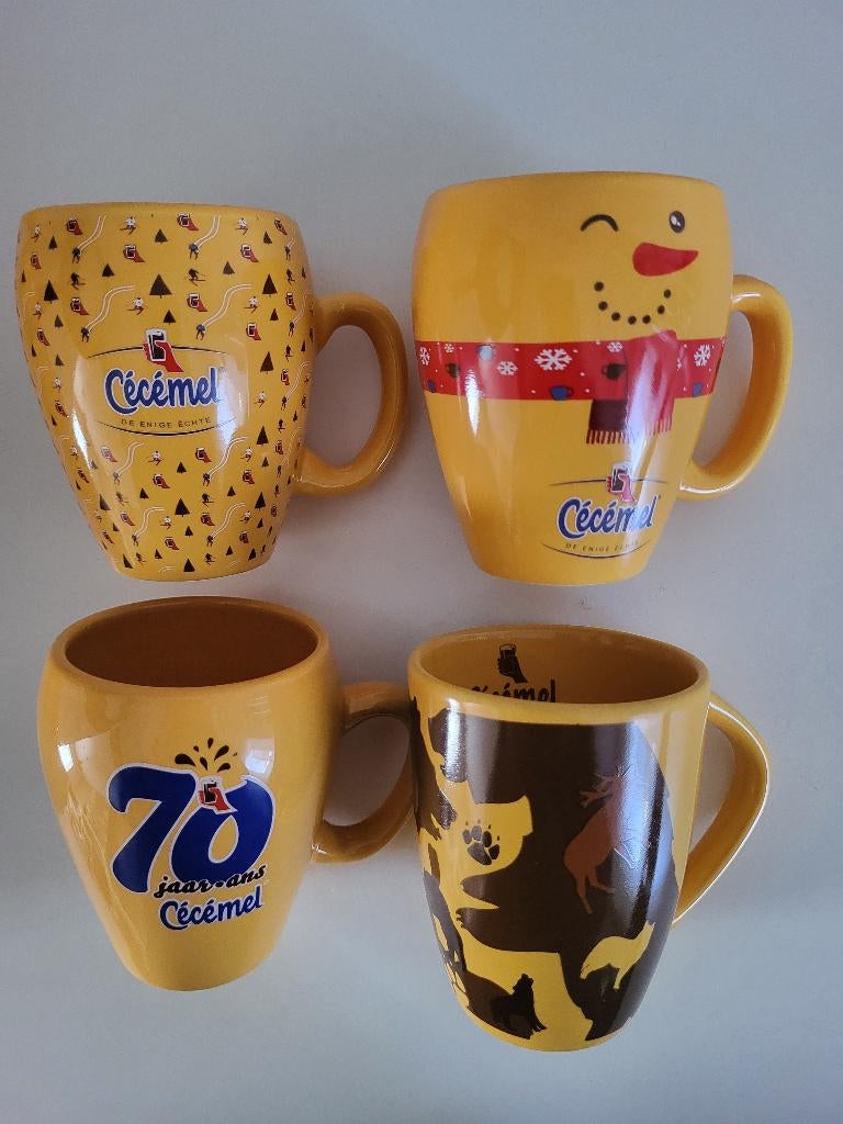 4 gele mokken Cécémel tassen speciale editie koppen kopjes, Huis en Inrichting, Keuken | Servies, Nieuw, Ophalen of Verzenden
