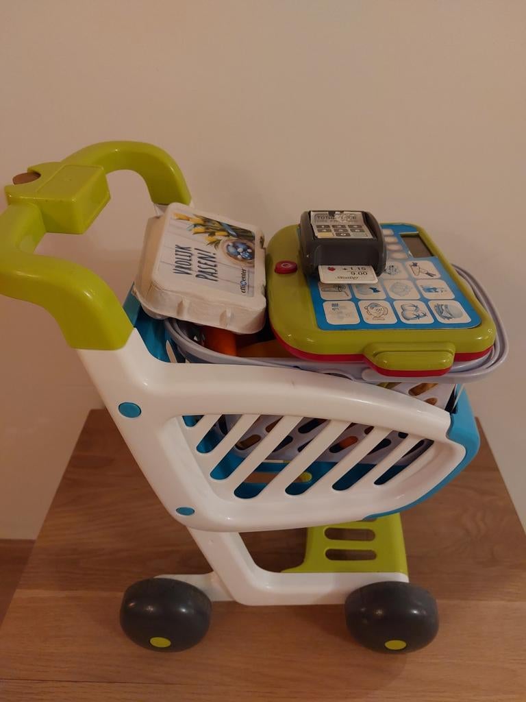 Winkelwagentje met accessoires, Enlèvement, Utilisé, Plastique, Accessoires de cuisine de jeu