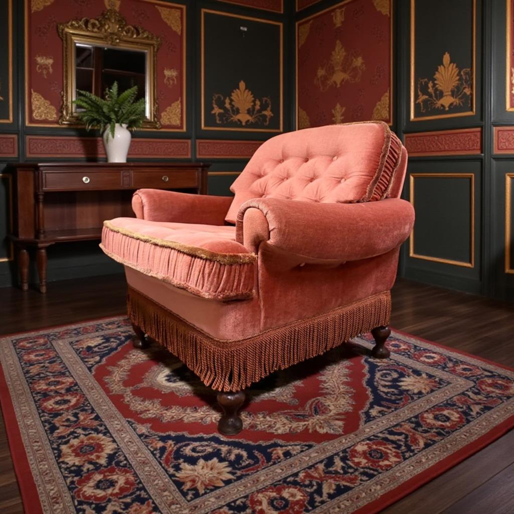 Vintage rosé fauteuil / eenzit met leuning, Verzenden