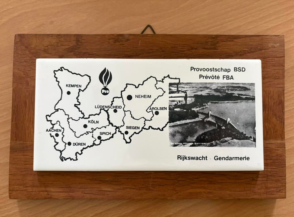 Muurplaatje Rijkswacht Provoostschap BSD, Verzamelen, Militaria | Algemeen, Ophalen, Rijkswacht, Embleem of Badge