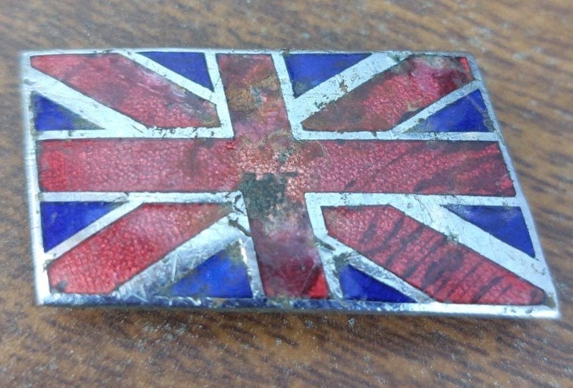 Geëmailleerde Union Jack Badge/Mini Cooper 1960, Ophalen of Verzenden, Gebruikt