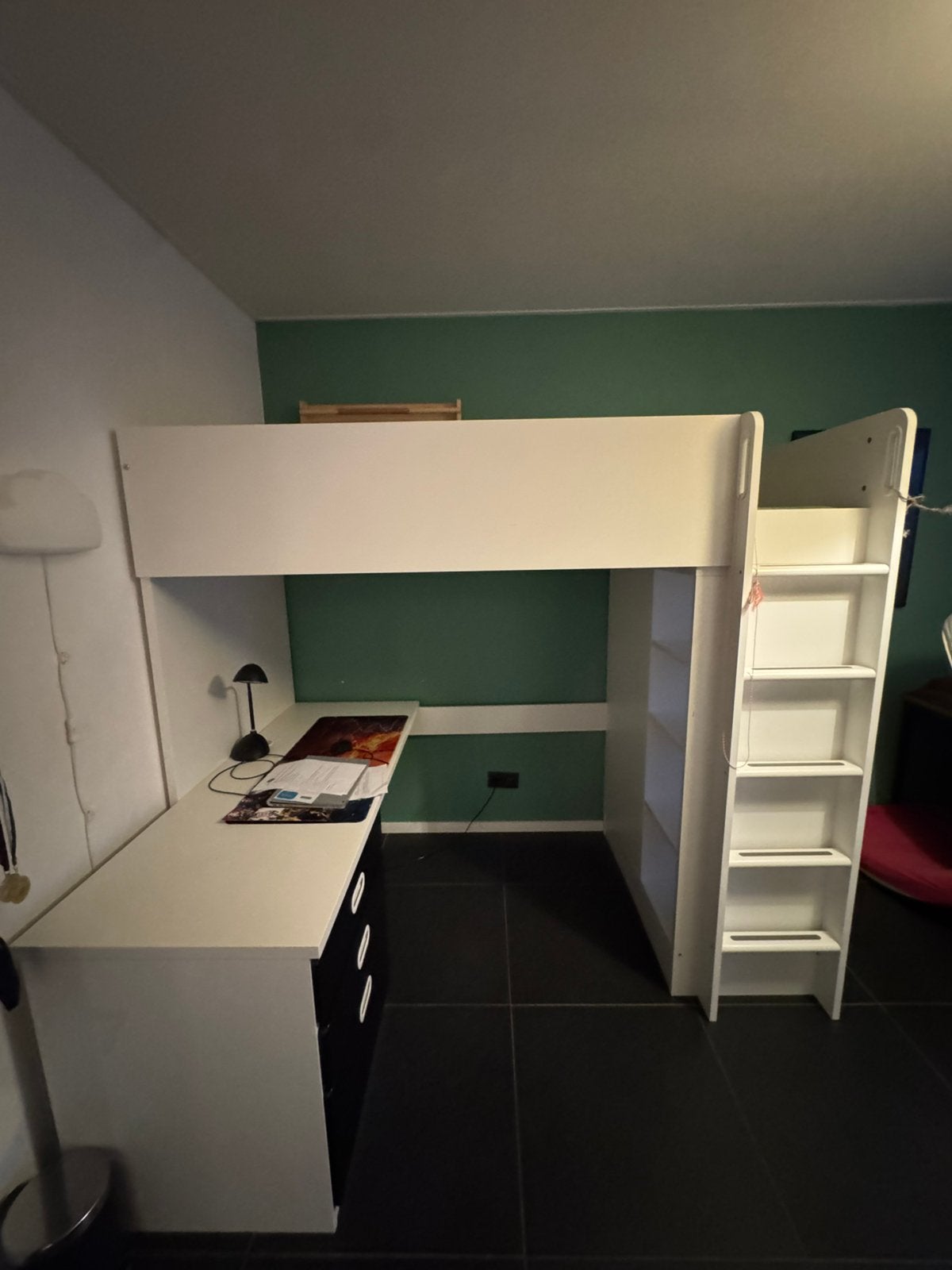 Slaapkamer met bureau, Kinderen en Baby's, Ophalen, Gebruikt, Hoogslaper