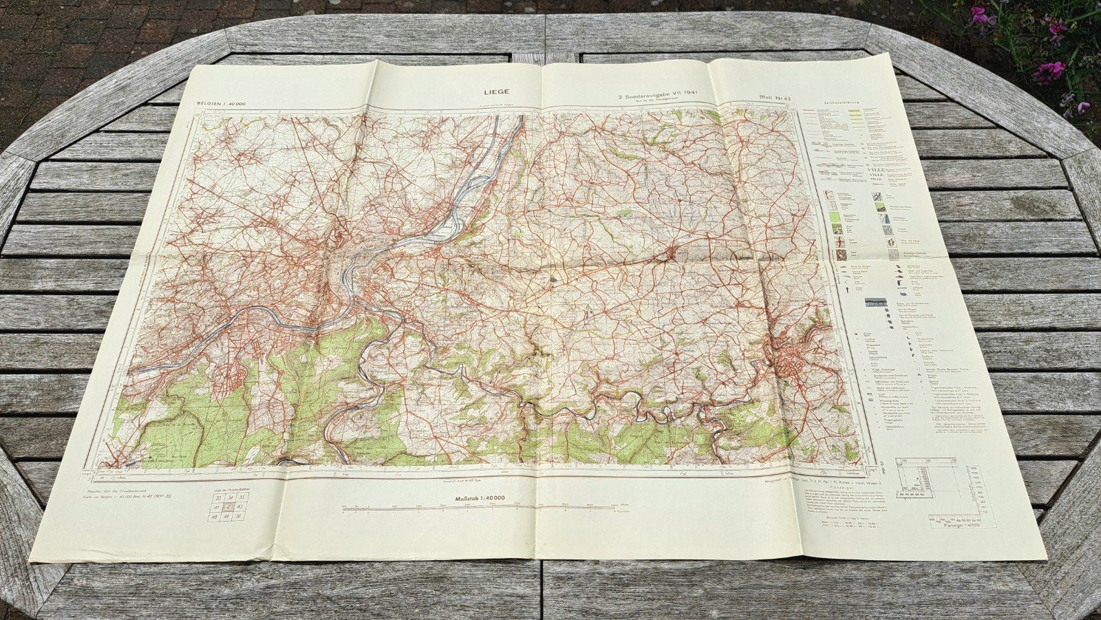 Carte Etat-Major allemande 1941 LIÈGE VERVIERS