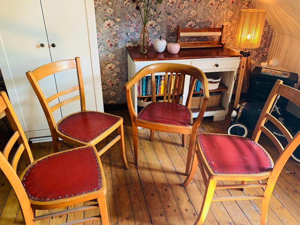 Keukenstoelen, set. ca. 100 jaar oud, Antiek en Kunst, Ophalen