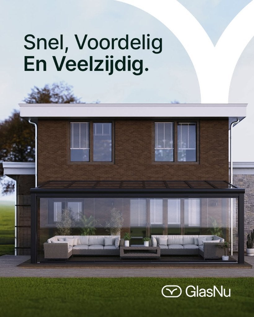 Glazen Schuifwanden voor Terrasoverkapping Vanaf 119,-, Garantie, Enkel of Dubbel glas