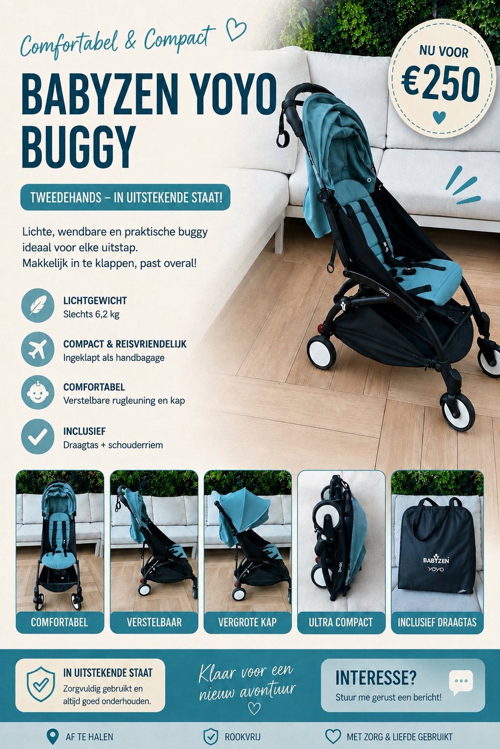 BABYZEN YOYO, Ophalen, Zo goed als nieuw, Verstelbare rugleuning