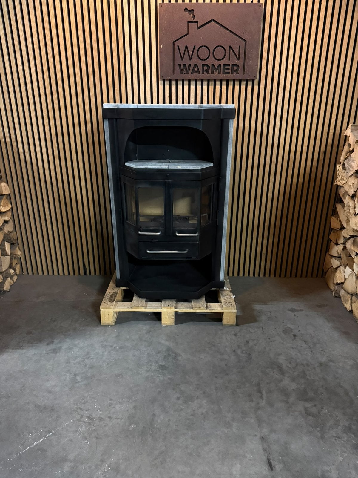26111 Speksteenkachel Bk 8kw, Huis en Inrichting, Ophalen, Gebruikt, Houtkachel, Vrijstaand