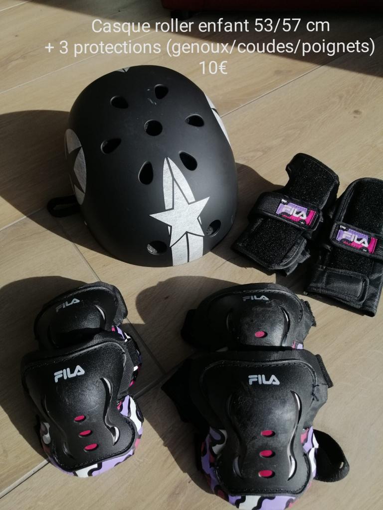 Casque ROLLER / VELO enfant (53-57 cm) + set 3 protections, Fietsen en Brommers, Ophalen, S