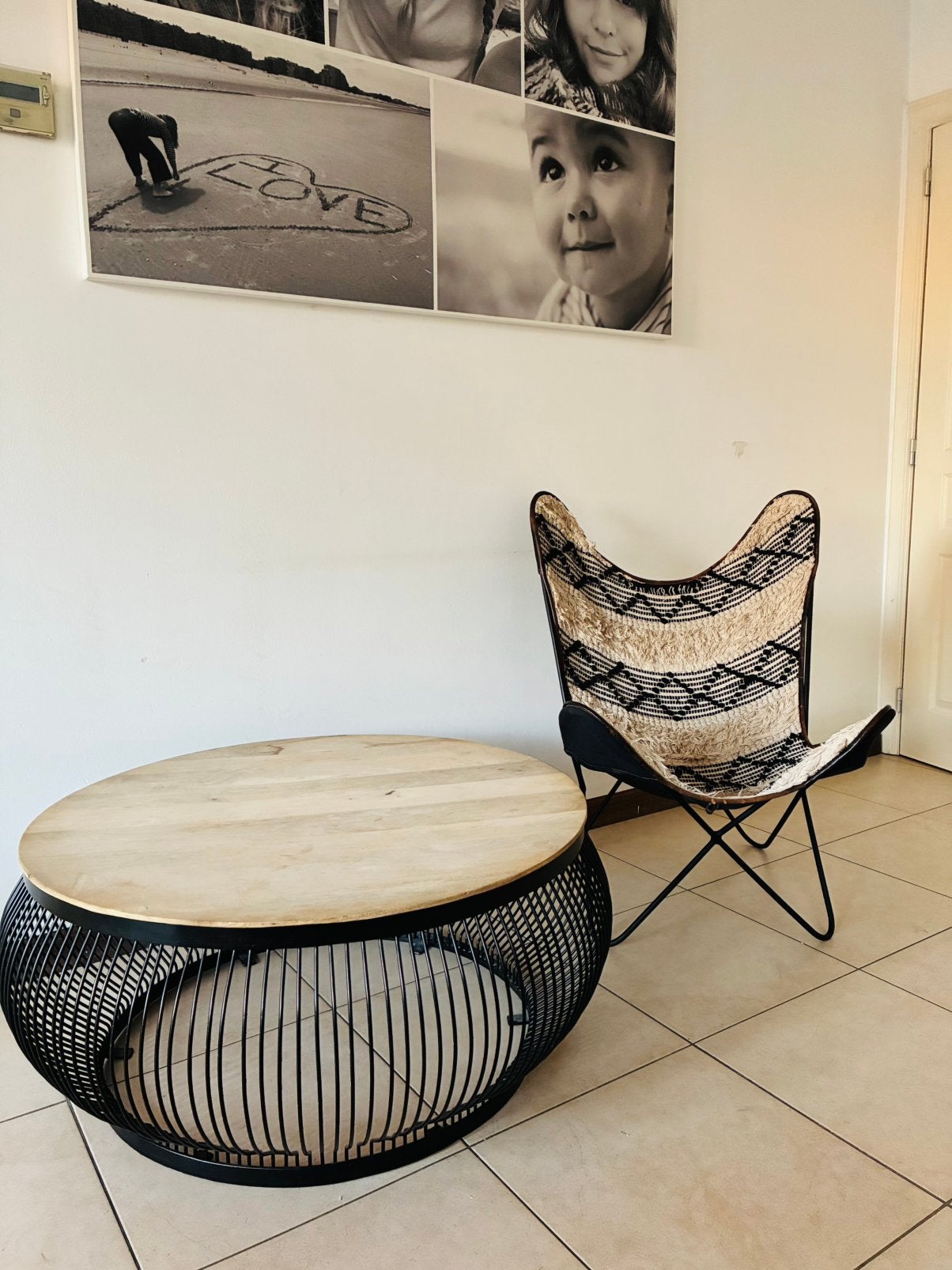 Prachtige salontafel en vlinderstoel Maison du Monde, Huis en Inrichting, Ophalen, Zo goed als nieuw, Metaal, Hedendaags