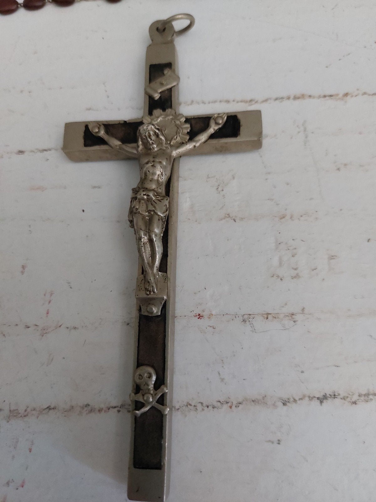 Vintage zilver kruis met gekruisigde Jezus, Ophalen of Verzenden