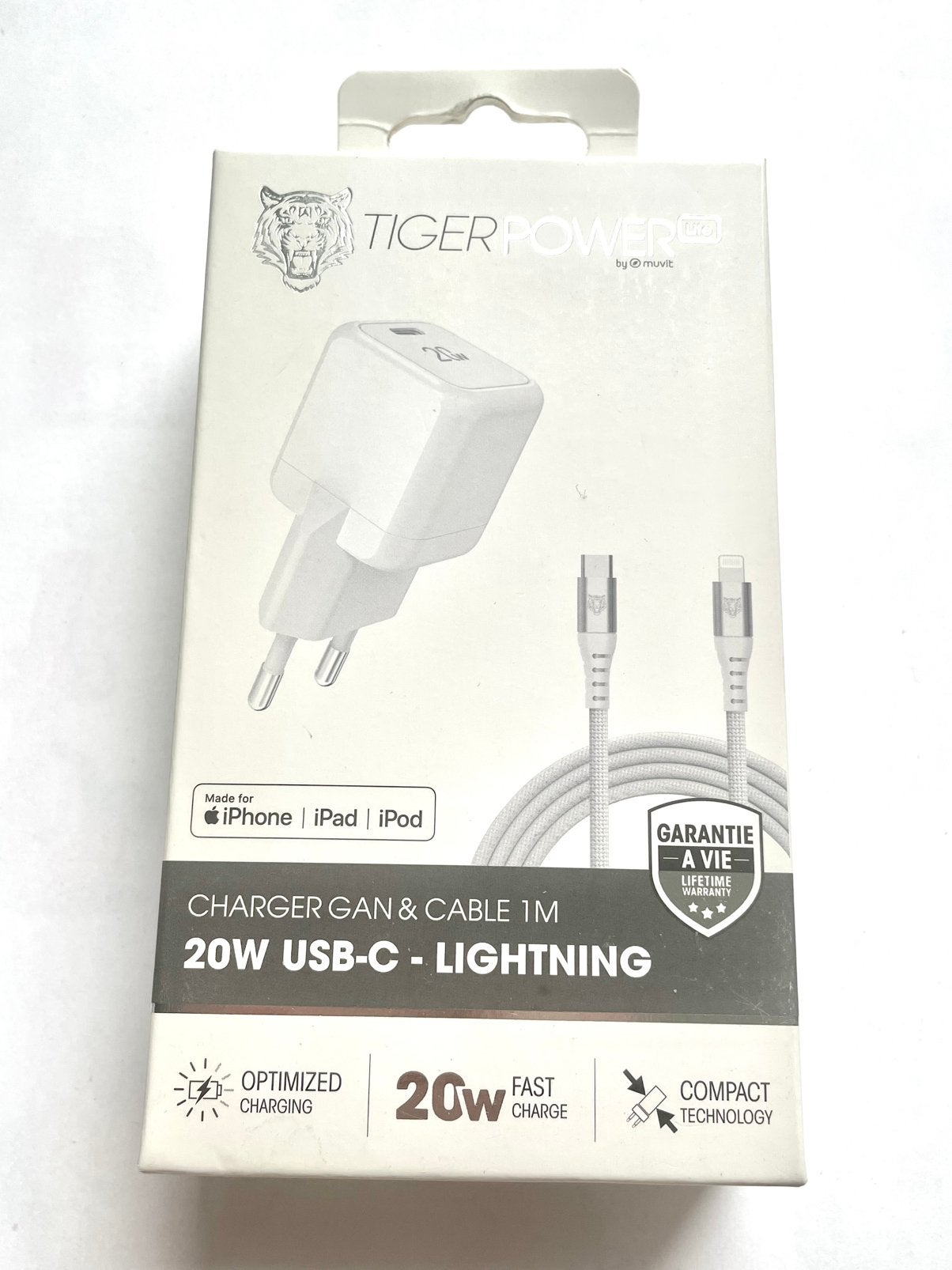 Chargeur secteur GaN  20w + cable USB C Lightning, Télécoms, Lightning, Autres marques, Comme neuf, Apple