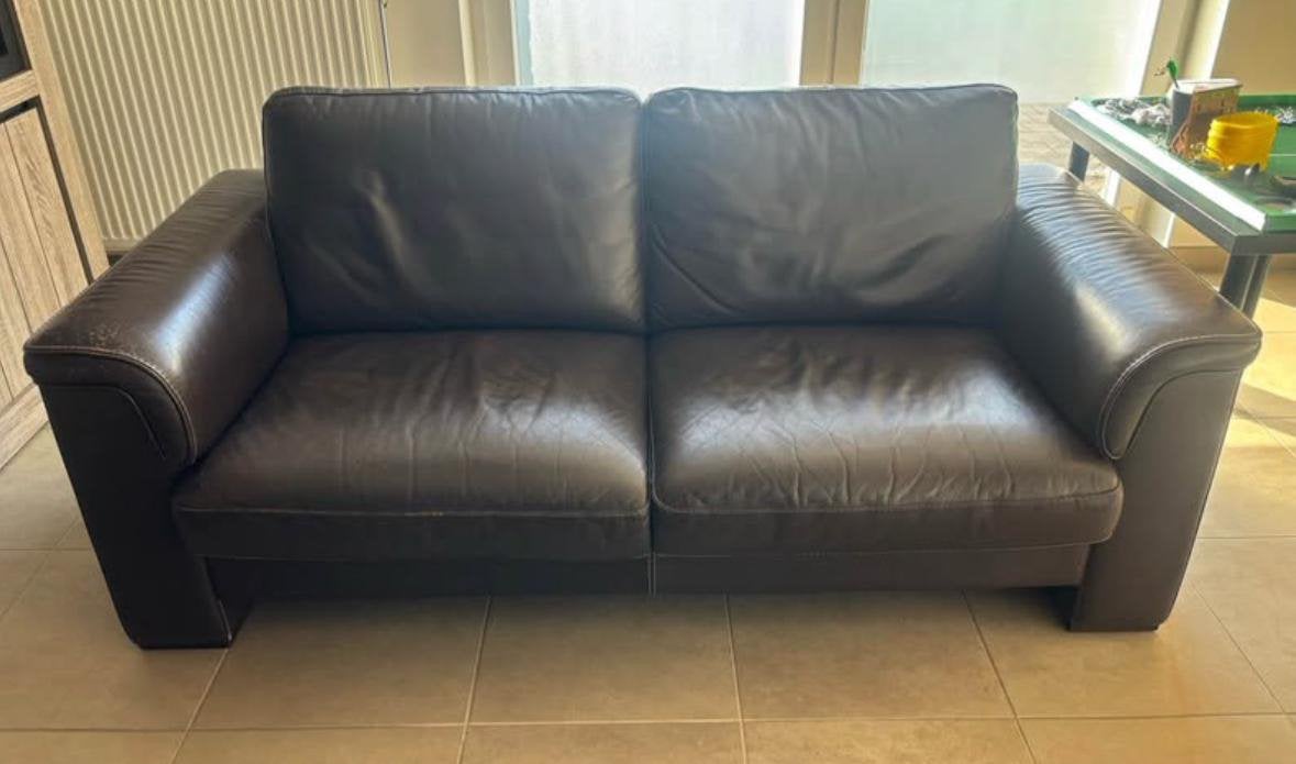 Canapé cuir, Banc droit, Enlèvement, Utilisé, Cuir