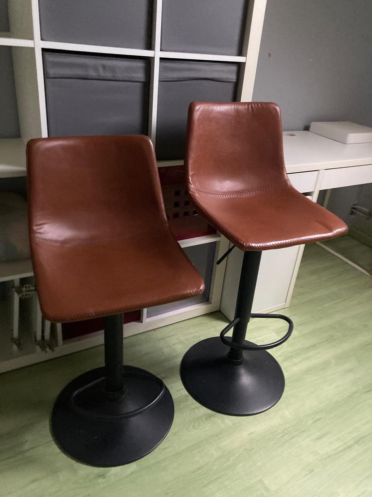 Chaise en cuir brun, Enlèvement, Comme neuf, Cuir, Réglable en hauteur