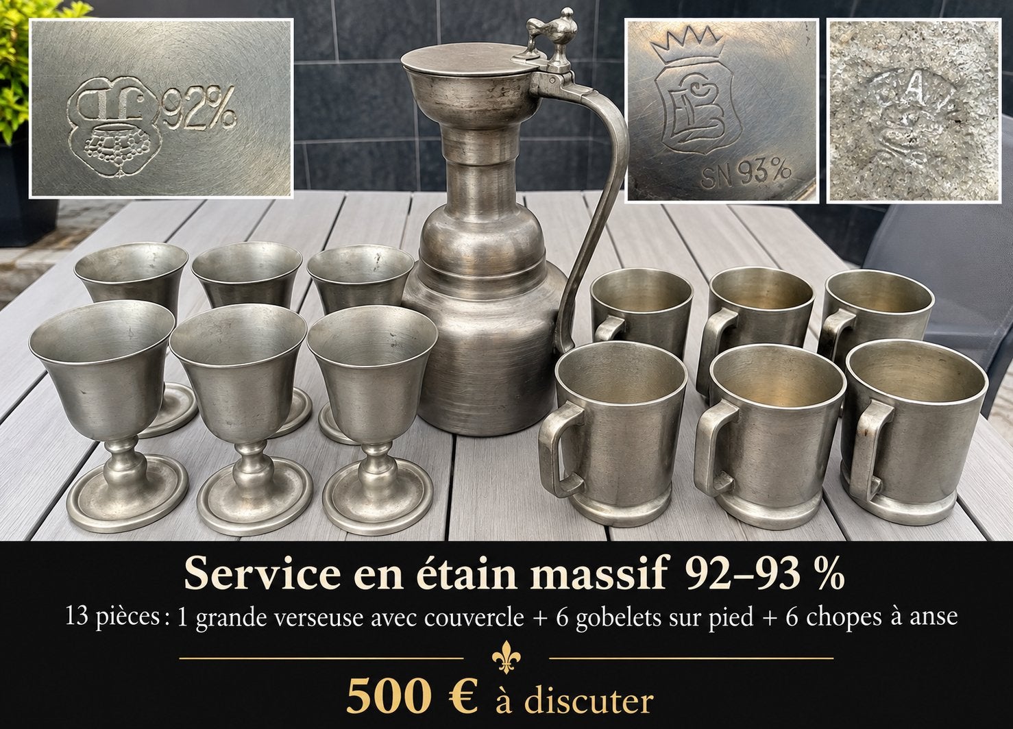 Ensemble en étain, Enlèvement ou Envoi, Utilisé