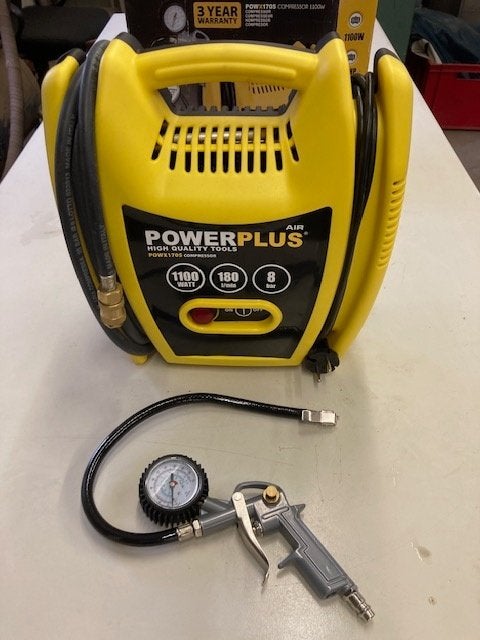 COMPRESSEUR SANS HUILE POWX1705, Bricolage & Construction, Compresseurs, Moins de 25 litres, Moins de 200 litres/min, Comme neuf
