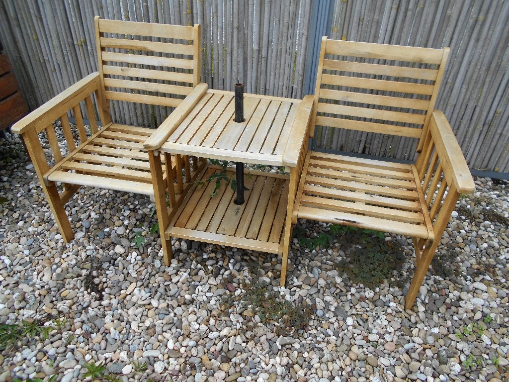 tuinbank met tafel, Ophalen, Zo goed als nieuw, Hout