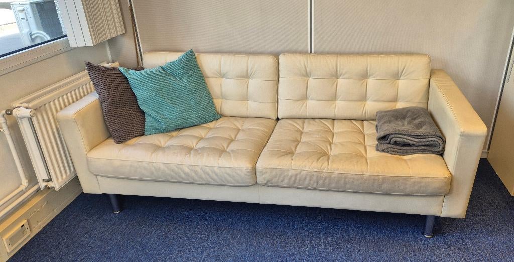 Superbe canapé 3 places IKEA cuir beige, 200 à 250 cm, Banc droit, Enlèvement, Utilisé