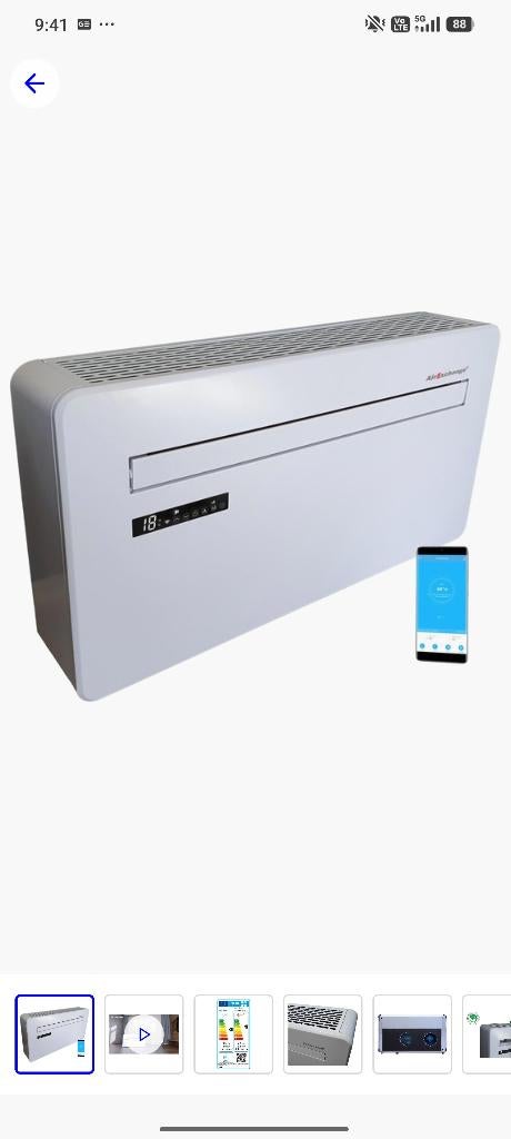 Air exchange  verwarming en koeling zonder buitenunit, Elektronische apparatuur, Airco's, Nieuw, Wandairco, 100 m³ of groter, 3 snelheden of meer