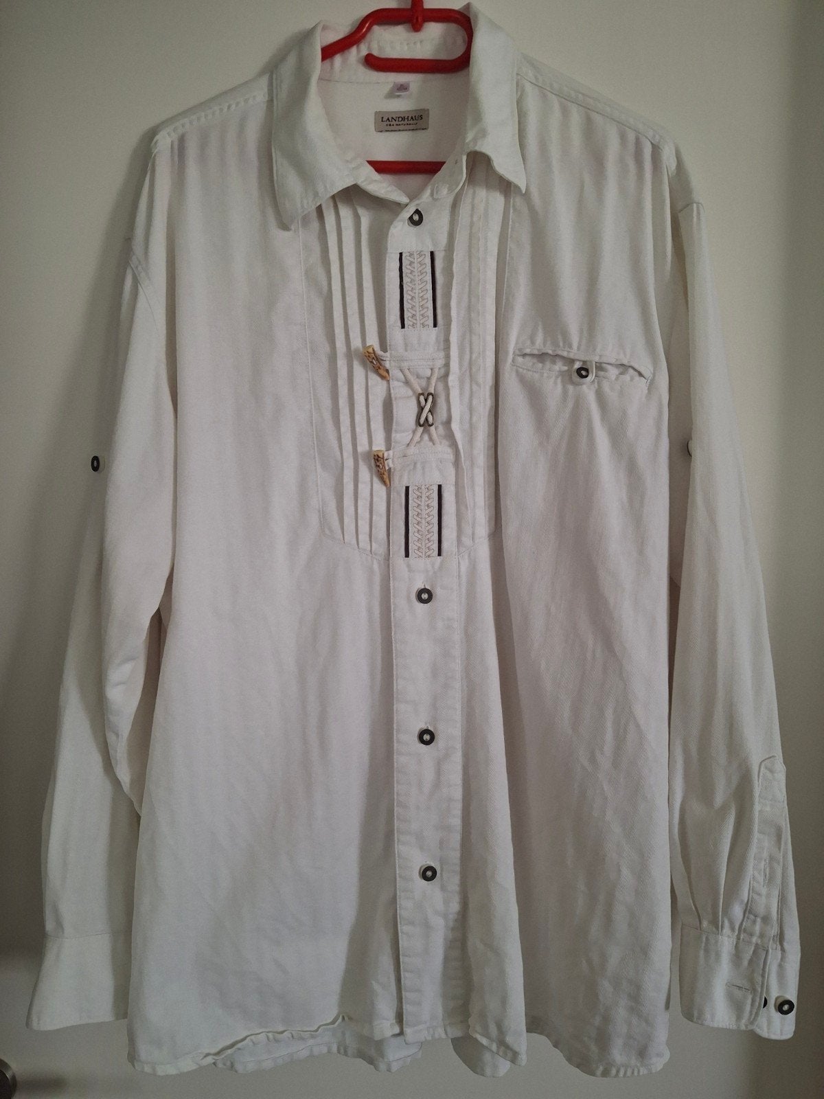 Trachtenhemd wit, Landhaus,  maat 43/44, Kleding | Heren, Overhemden, Ophalen of Verzenden, Wit