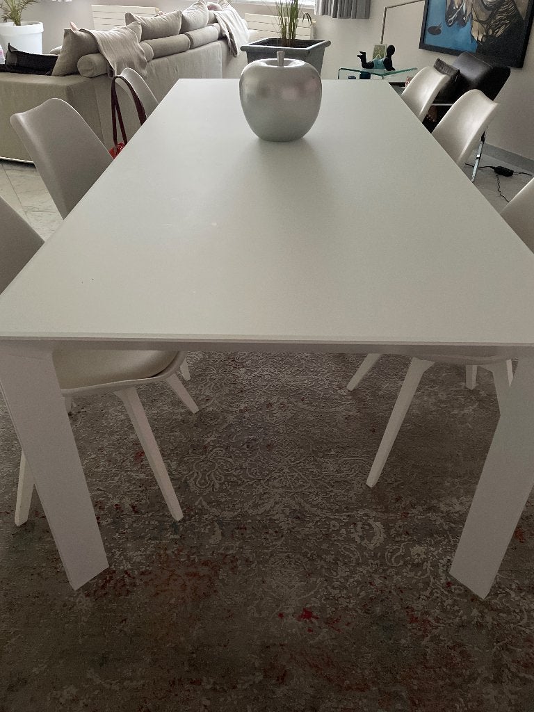 Tafel wit aluminium en glazen blad, Jardin & Terrasse, Tables de jardin, Enlèvement, Utilisé, Rectangulaire, Métal