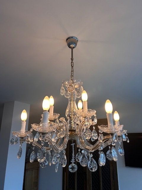 Luster vintage 2 armen, Ophalen, Gebruikt, Glas